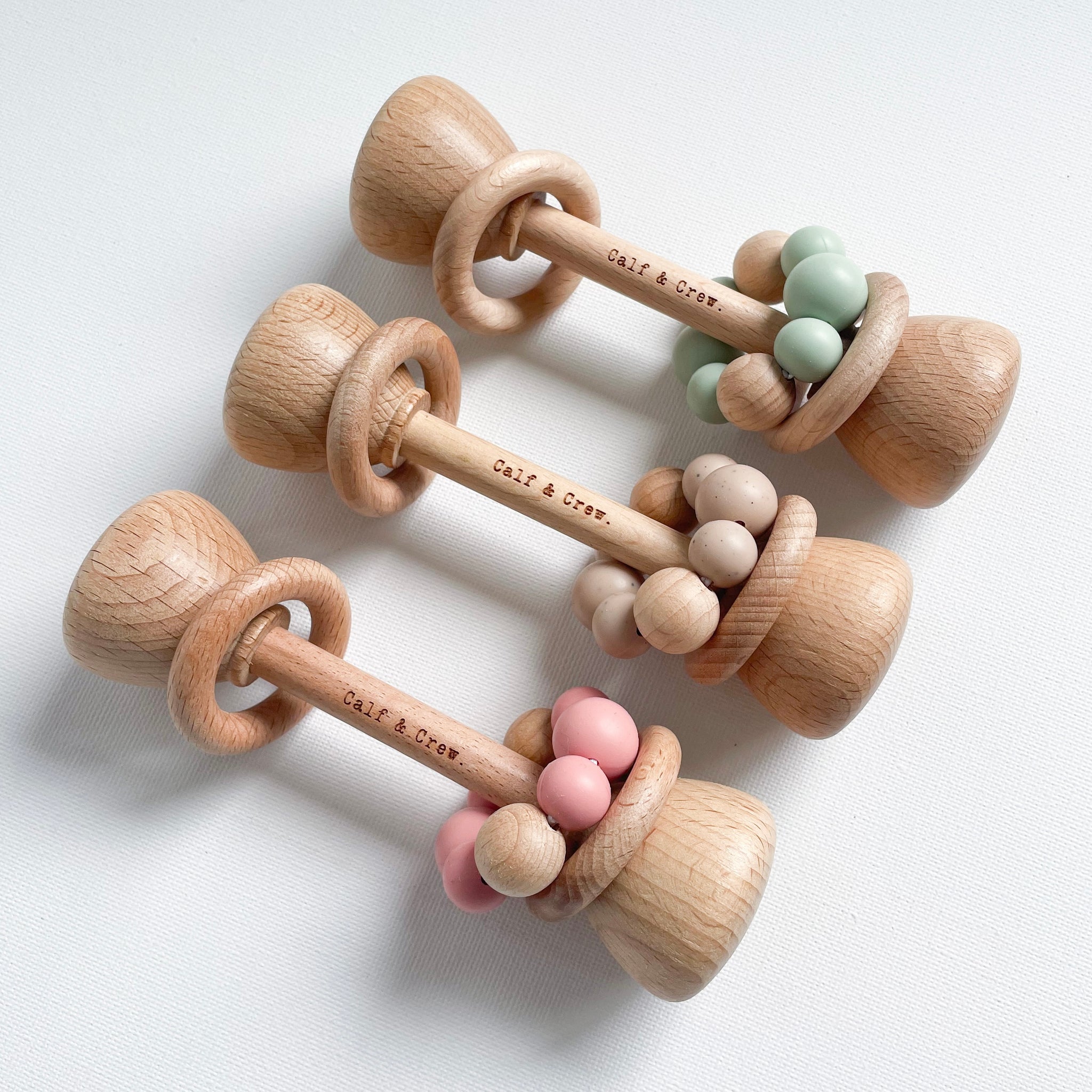 Wooden Baby Dumbbell Rattle with Silicone Beads – ToysFromTheWoods